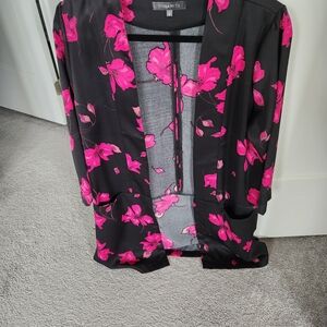 Dynamite Black Blazer with Pink Floral Pattern